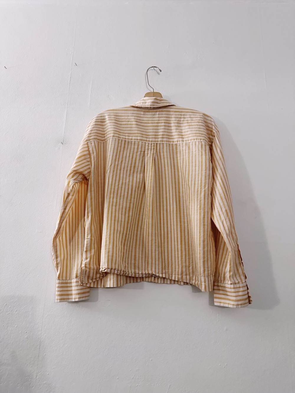 Madewell Boxy Workwear Shirt in Irregular Stripe Golden Long Sleeve Top Yellow - Picture 5 of 6